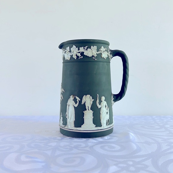 Antique Wedgwood Green Jasperware Pitcher - Picture 1 of 3